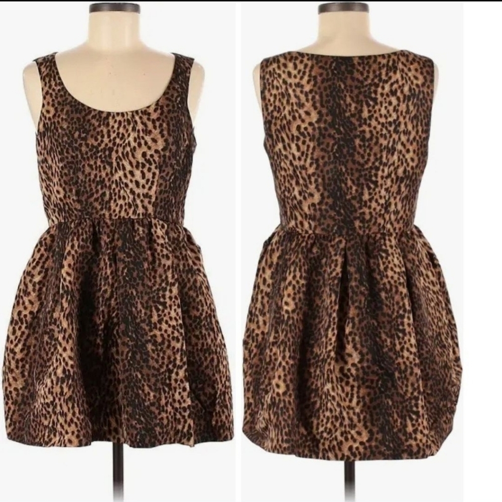Zara Leopard Sleeveless Mini Fit and Flare Dress